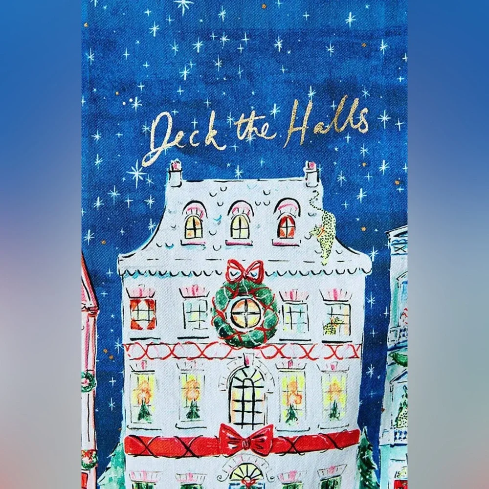 Anthropologie Susannah Garrod Holiday Townhouses Dish Towel